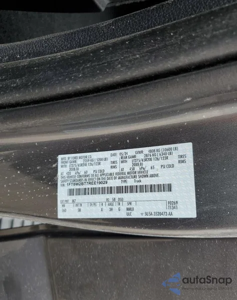 2024 Ford F250 Super Duty from USA, damaged, VIN 1FT8W2BT7REE19029